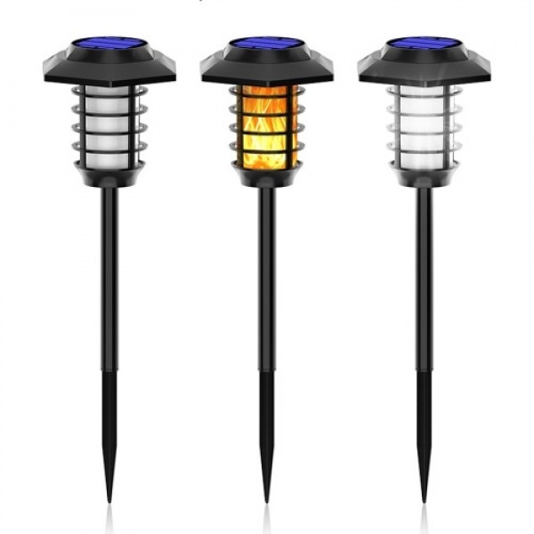 66 LEDs Solar Panel Flame Lamp Outdoor Landscape Lighting