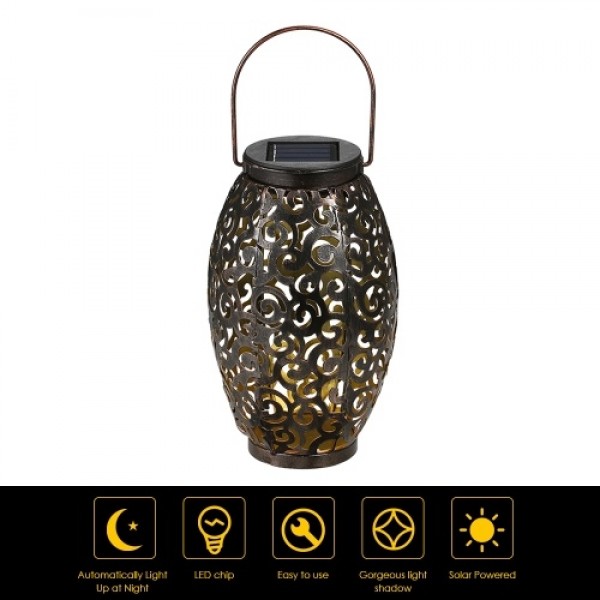 Solar Power Energy LED Lantern Light Outdoor IP44 Hanging Lamp  for Patio Garden Courtyard Pathway