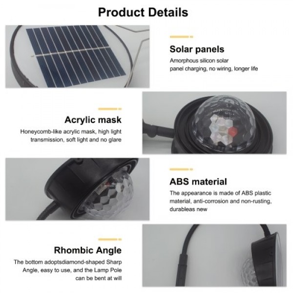 LEDs Solar Powered Energy Outdoor Lawn Light Spike Lamp IP65 Water Resistance Built-in 2000mAh High Capacity Rechargeable Cell f