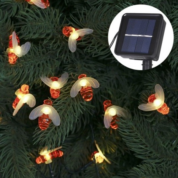 Tomshine 30LEDs 6.3M/20.7Ft Solar Powered Bee String Light Lawn Lamp