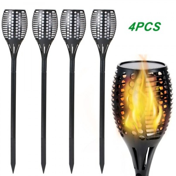 Solar Flickering Flames Torches Lights Outdoor Solar Spotlight Landscape Decoration Lighting Dusk to Dawn Auto On/Off Security T