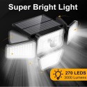 270LEDs Solar Powered LED Wall Light PIR Motion Sensor Lights Outdoor Waterproof Garden Lamp