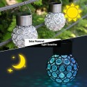 Solar Powered Rechargeable Hollow-out Spherical LED Outdoor Lamp