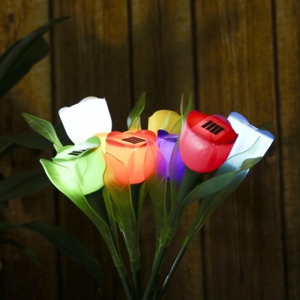 DC2V 0.1W Solar Powered Energy Sweet Tulip Lawn Lamp