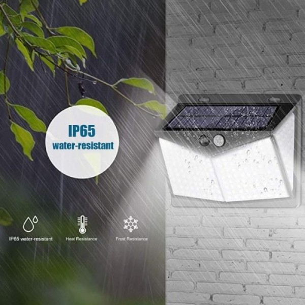 208LED Solar Light Wall Lamp PIR Motion Sensor Light IP65 Water-resistant Outdoor Lighting Security Light for Pathway Yard Garde