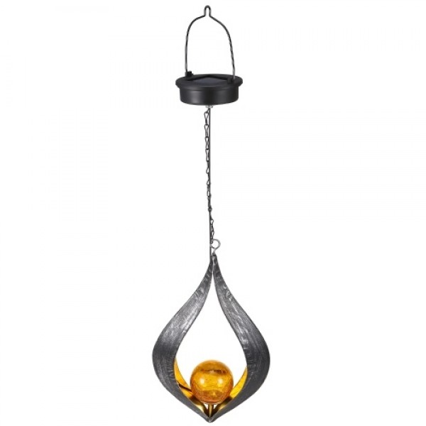 Solar Iron Flame Hanging Lamp IP44 Patio Corridor Pathway Decoration Light