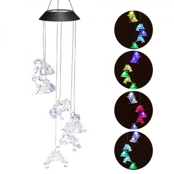 Solar Frogs Wind Chime Hanging Lamp Pendant Light IP44 Mixcolor Slow Flashing