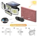 Solar Lights Outdoor 288 LEDs Solar Sensor Lamp 4 Heads Adjustable Motion Sensor Lights