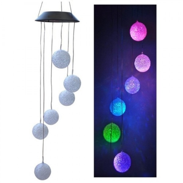 Solar-powered Outdoor Wind Bell Light Spiral Spinner Light