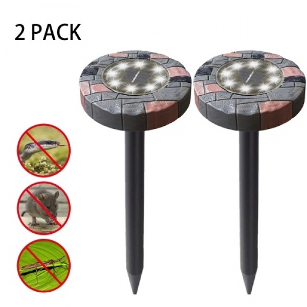 Solar Powered Ultrasonics Pest Repeller LEDs Lawn Light Repel Mole Gopher Vole Mouse Chaser for Outdoor for Lawn Garden Yard Hom