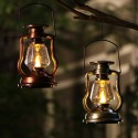 Solar Powered Hanging Candle Light Retro LEDs Oil Lamp Flickering Flameless for Patio Garden Yard Tent