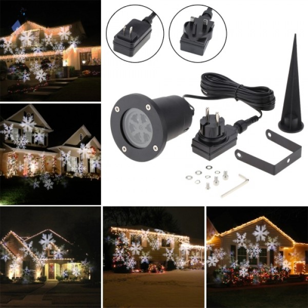 Tomshine 4W 4LEDs Moving White Snowflake Projector Light