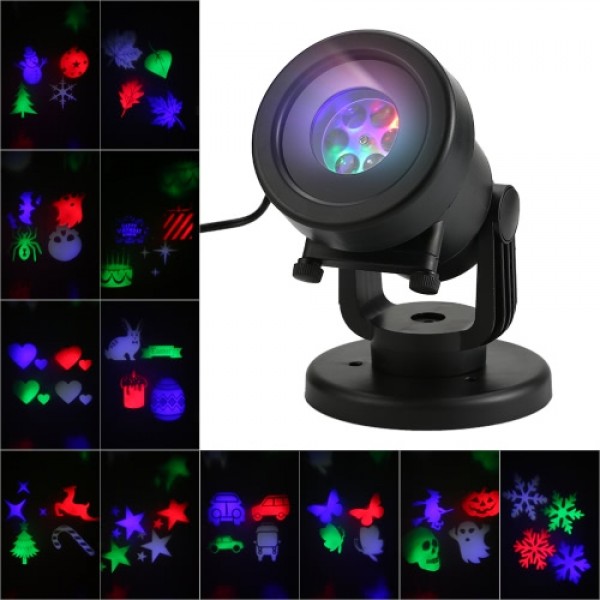 Projector Light 12Pcs Pattern Spotlight Romantic RGBW Snowflake/Love Film Rotating Garden Lamp for Birthday Party Valentine's Da