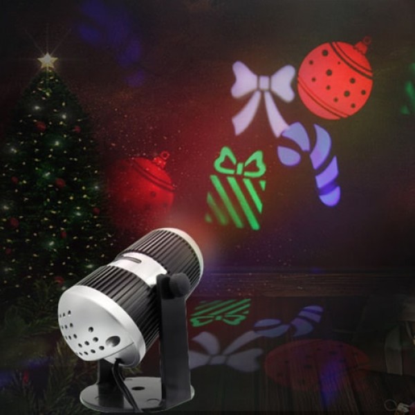 4W 4LED 360° Adjustable Dynamic RGBW Moving Snowflake Film Projector Light Pattern Decoration Lamp Spotlight for Christmas Xmas 