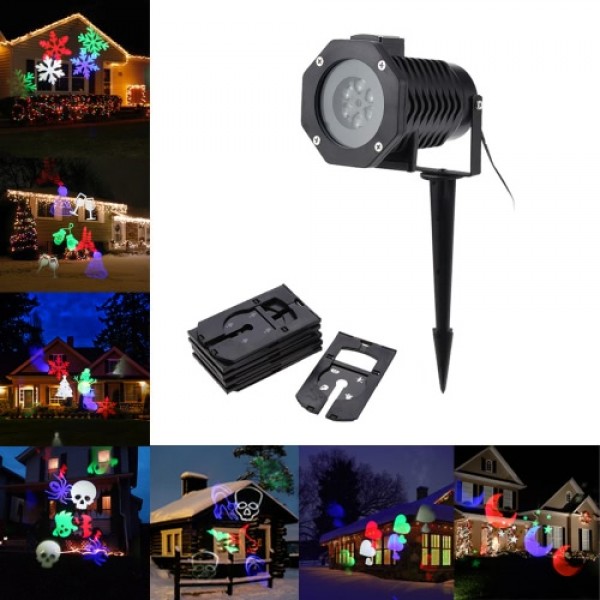 Tomshine 6W 4LED RGBW Outdoor Snowflake Film Projector Spot Light