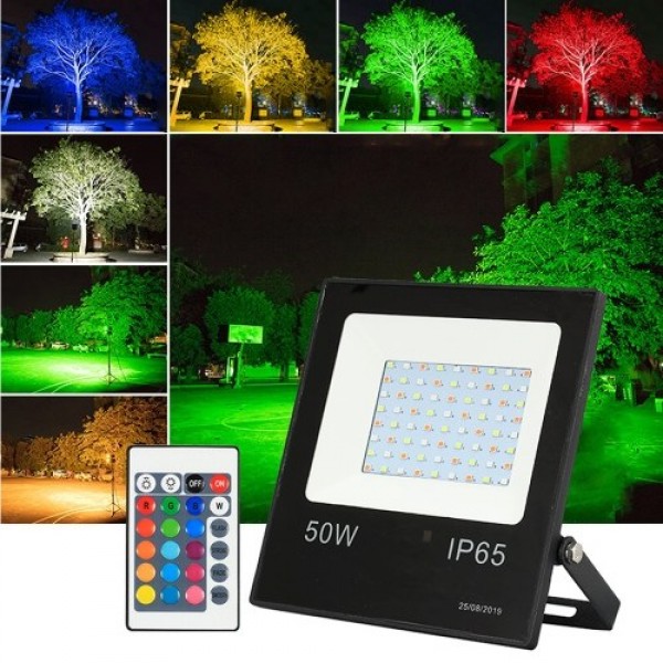 30W LEDs RGB Floodlight with Remote Control 16 Colors 4 Lighting Modes Brightness Adjustable Flood Lamp