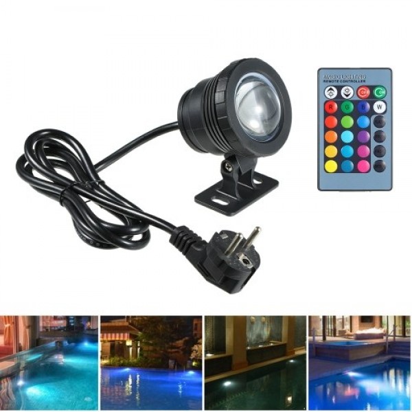 AC85-265V 10W RGB Underwater Light Submersible Lamp with Remote Control