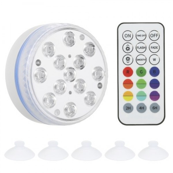 Tomshine 13 LEDs Underwater Pool Lights with RF Remote Control Battery-operated RGBW 16 Colors Submersible Lamp