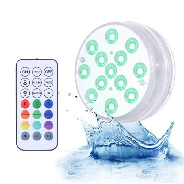 Submersible Pool Light with RF Remote Dimmable 13pcs RGBW LEDs Pond Fountain Lamp