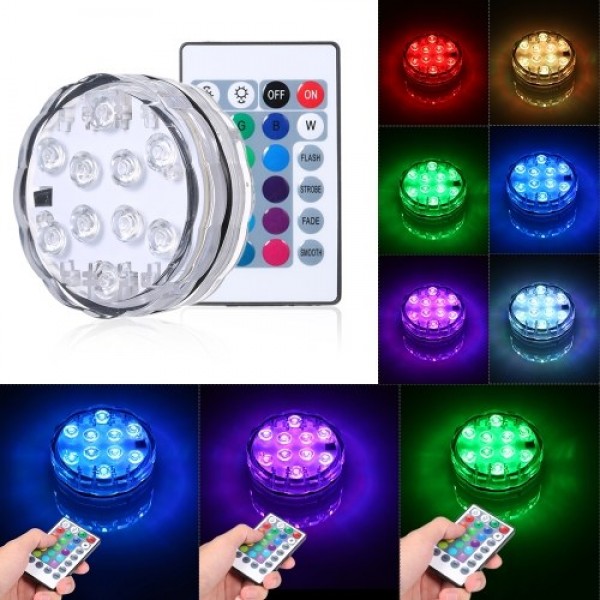 10 LEDs Submersible Light Underwater Waterproof Light with Remote control