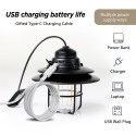 Mini Hanging USB Camping Lantern with 2 Lighting Modes Water Resistant Outdoor Light for Garden Yard Patio Tree Decoration