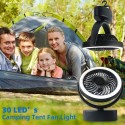 Outdoor Camping Tent Fan with Leds Light USB Rechargeable Emergency Lamp with Hanging-Hook