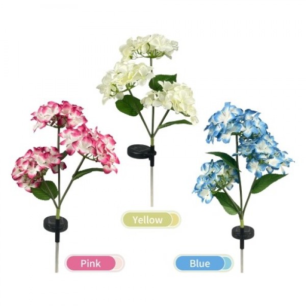 Solar Flowers Lights Decorative Realistic Hydrangea Flower Stakes Lights