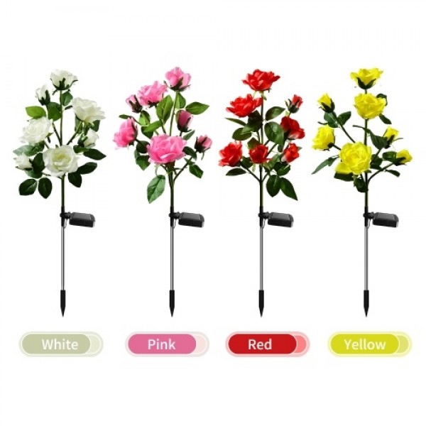 Solar Flowers Lights Outdoor 7 Rose Decorative Stakes Lights