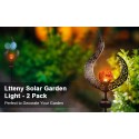 Outdoor Solar Lights Landscape Pathway Lights Lawn Lamp Crackle Glass Globe Stake Metal Lamp Waterproof for Garden Lawn Patio Co