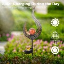 Outdoor Solar Lights Landscape Pathway Lights Lawn Lamp Crackle Glass Globe Stake Metal Lamp Waterproof for Garden Lawn Patio Co