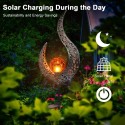 Outdoor Solar Lights Landscape Pathway Lights Lawn Lamp Crackle Glass Globe Stake Metal Lamp Waterproof for Garden Lawn Patio Co