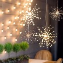 200LEDs Warm White Fairy Lights Fireworks Shaped Decorative Hanging String Lights 8 Lights Modes Copper Wire Lights Bulbs