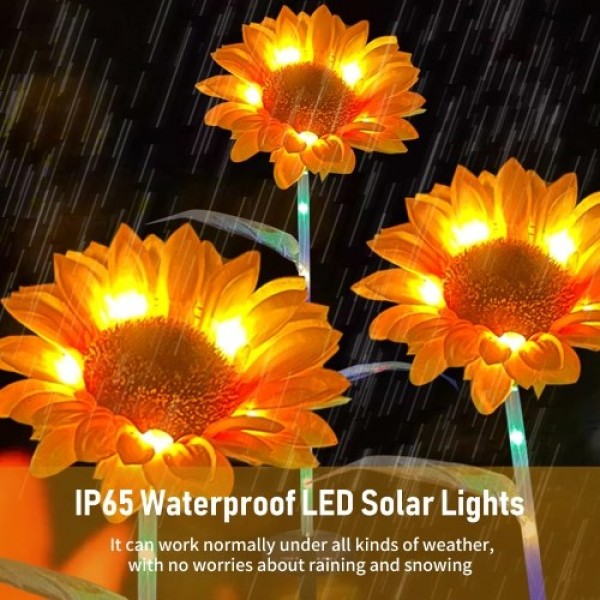 2Pack Sunflower LED Solar Lights Colorful Gradient Garden Stake Lights Warm White Decorative Lamp Waterproof Auto On/Off Landsca