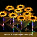 2Pack Sunflower LED Solar Lights Colorful Gradient Garden Stake Lights Warm White Decorative Lamp Waterproof Auto On/Off Landsca