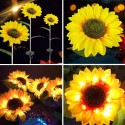 2Pack Sunflower LED Solar Lights Colorful Gradient Garden Stake Lights Warm White Decorative Lamp Waterproof Auto On/Off Landsca