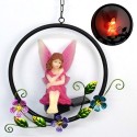 Solar Enamel Flower Fairy Iron Pendant Lamp Handicraft Garden Lawn Lamp