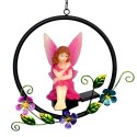 Solar Enamel Flower Fairy Iron Pendant Lamp Handicraft Garden Lawn Lamp