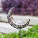 Solar Panel Moon Hollowed-Out Pattern Lawn Lamp Outdoor Stainless Steel Lamp