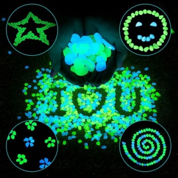 300Pcs Glowing Rocks Outdoor Glow Decorative Stones Garden Yard Lawn Luminous Pebbles