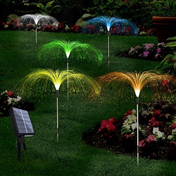 LED Solar Fiber Optic Light Color Jellyfish Light Garden Lawn Light Outdoor Waterproof Decorative Light One to Five