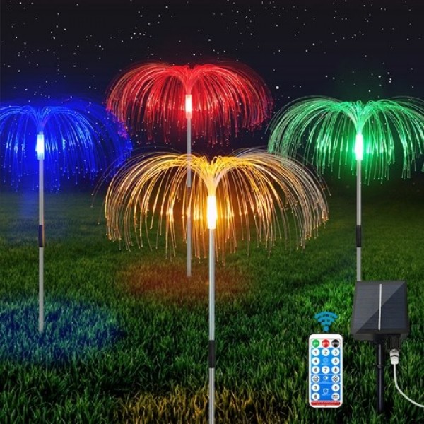 LED Solar Fiber Optic Light Color Jellyfish Light Garden Lawn Light Outdoor Waterproof Decorative Light One to Five