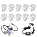 10pcs LED Deck Lights with Remote Control 16 RGBW Colors and 4 Lighting Modes