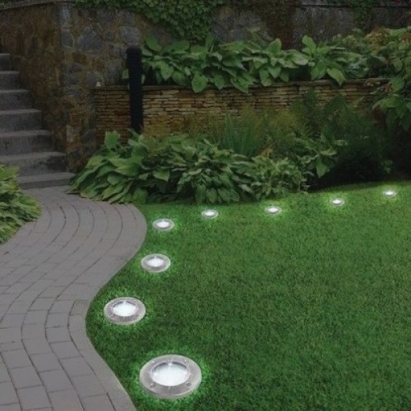 1 Pcs Disk Solar Powered Ground Lawn Lights