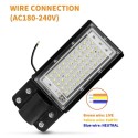 AC180-240V 50W 50LEDs Street Light with Mounting Bracket Wire Connection Street Lamp IP65 Water-resistant Outdoor Secure LEDs Fl