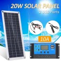 DC 5V/18V Dual Output 20W Solar Panel with 2 USB Ports &amp; Car Charge IP65 Water Resistance 12V/24V Solar Charge Controller PW