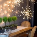 200 LEDs Firework Lights Hanging Decorative Light Christmas Remote Control Battery Operated 8 Light Modes Warm White Indoor &amp