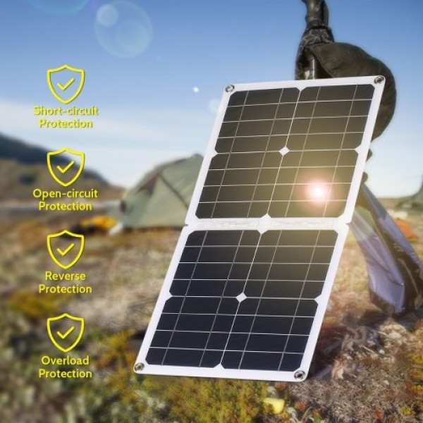 50W Foldable Solar Panel Charge with DC&amp; USB &amp; TYPE-C Output High Efficiency Module IP65 Water Resistant for Home RV Car