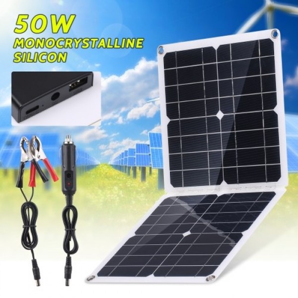 50W Foldable Solar Panel Charge with DC&amp; USB &amp; TYPE-C Output High Efficiency Module IP65 Water Resistant for Home RV Car