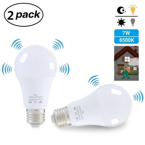 2PCS E27 7W LED Light Bulb with Motion Sensor