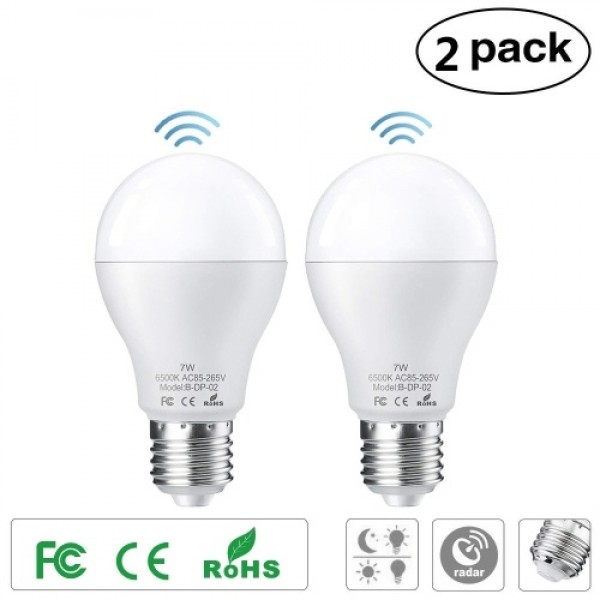 2PCS E27 7W LED Light Bulb with Motion Sensor Smart Light Radar Sensor